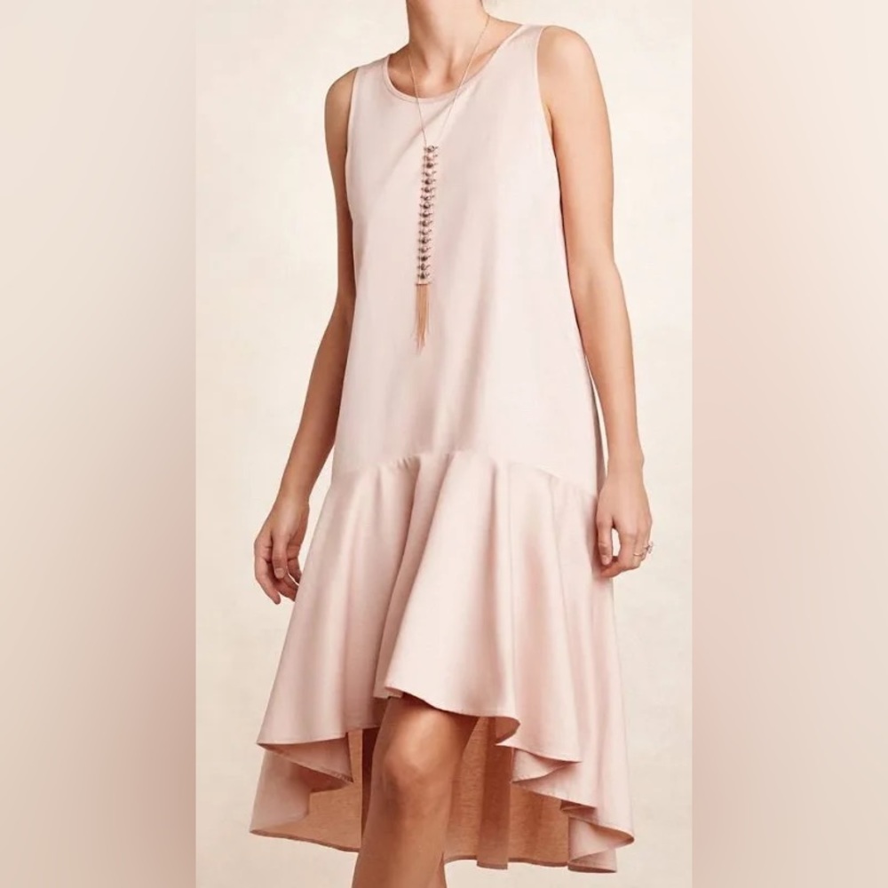 Maeve large blush high low drop waist dress